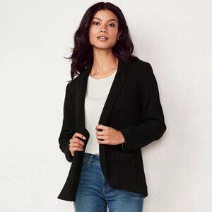 LC Lauren Conrad | Black Cozy Open-Front Knit Blazer |